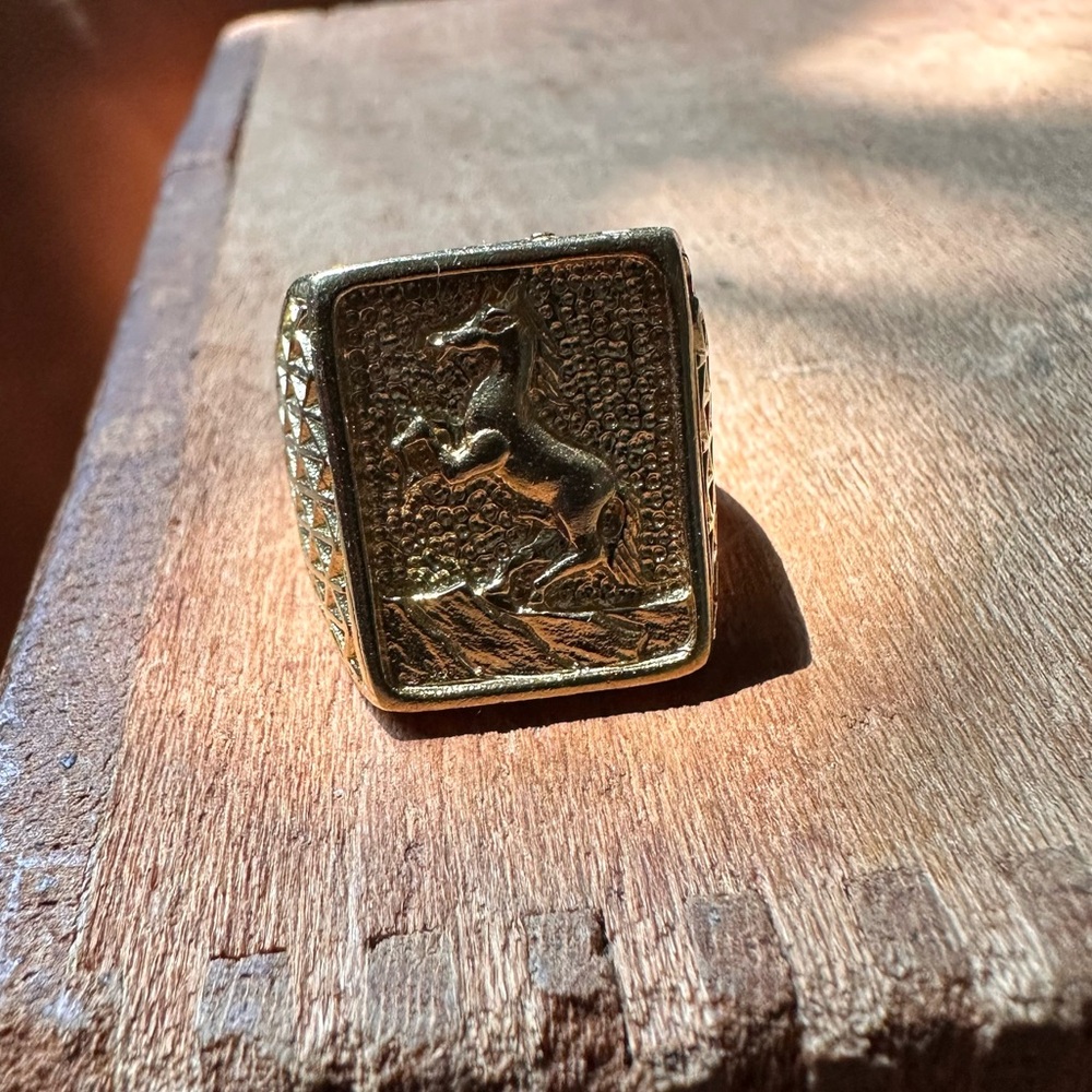 Vintage Gold Horse Signet Ring